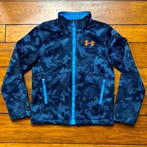 59 UNDER ARMOUR UA YOUTH SOFTSHELL BLUE CAMO JACKET INFRARED COLDGEAR - YMD